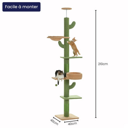 Arbre à Chat Sol Plafond 210cm Hamac Bois Vert – Ultar