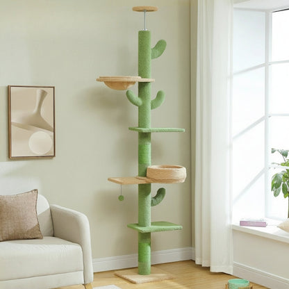 Arbre à Chat Sol Plafond 210cm Hamac Bois Vert – Ultar