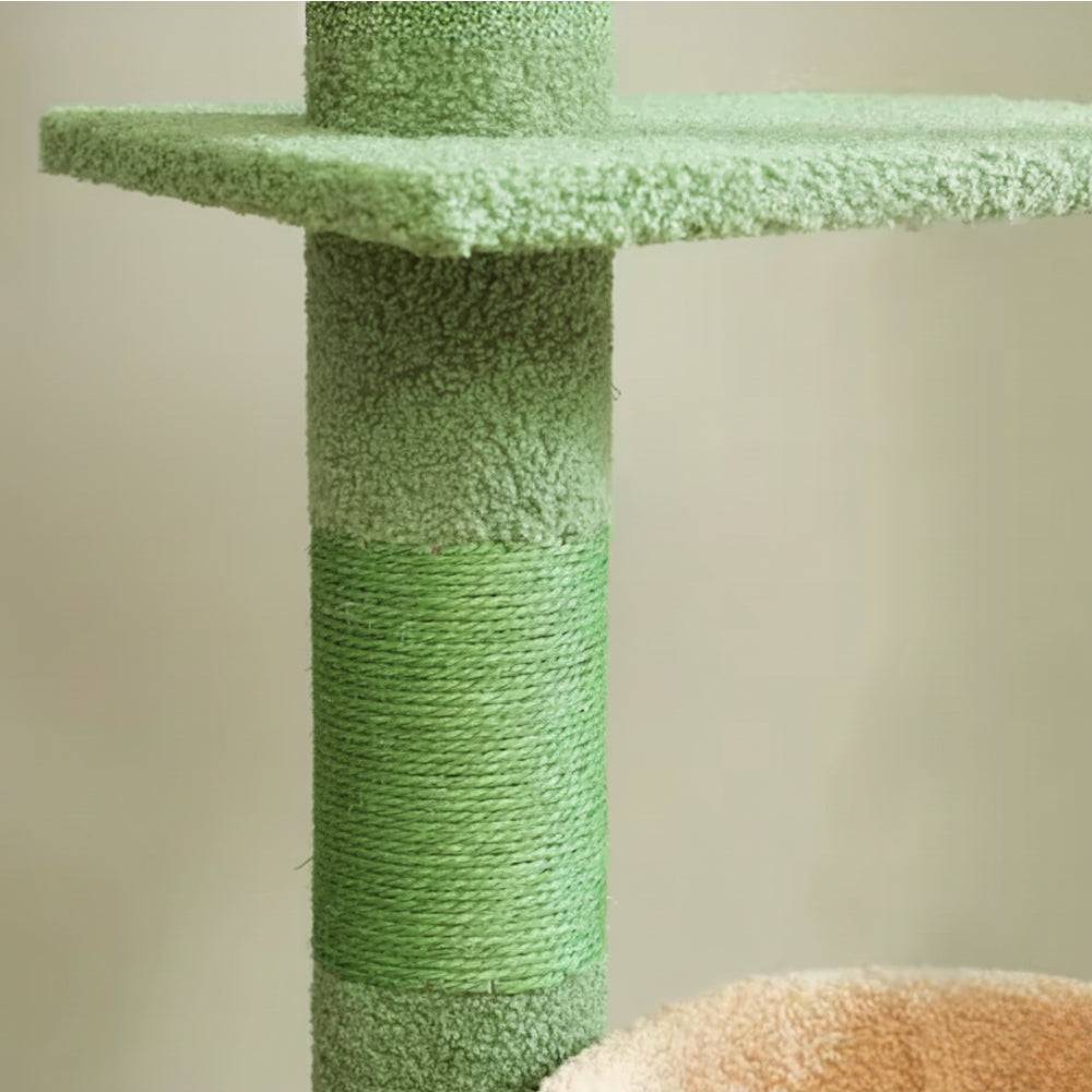 Arbre à Chat Sol Plafond 210cm Hamac Bois Vert – Ultar