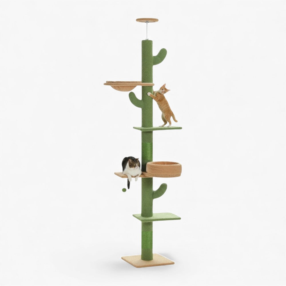Arbre à Chat Sol Plafond 210cm Hamac Bois Vert – Ultar